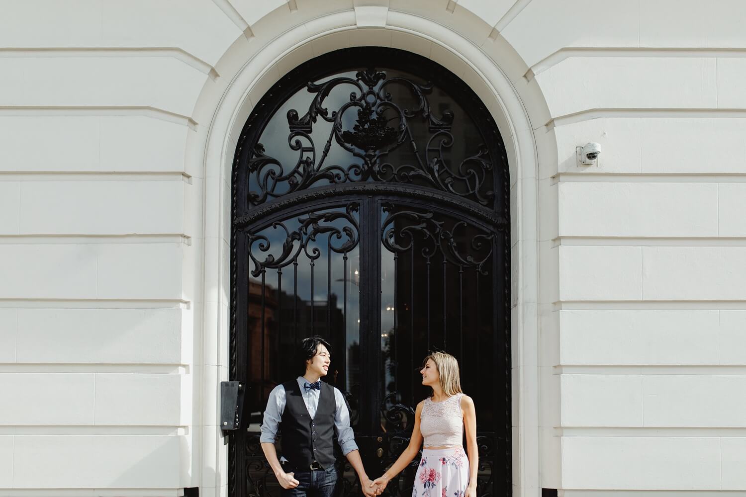 nob hill san francisco engagement session urban photoshoot brick wall cute houses painted ladies sf bay area wedding photographers