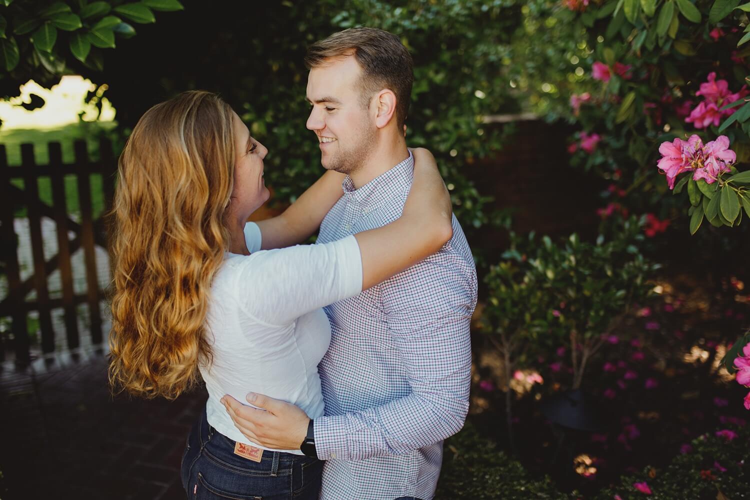 downtown palo alto backyard garden engagement shoot formal and cute trees morning engagement photos bay area engagement photographer sf wedding photos
