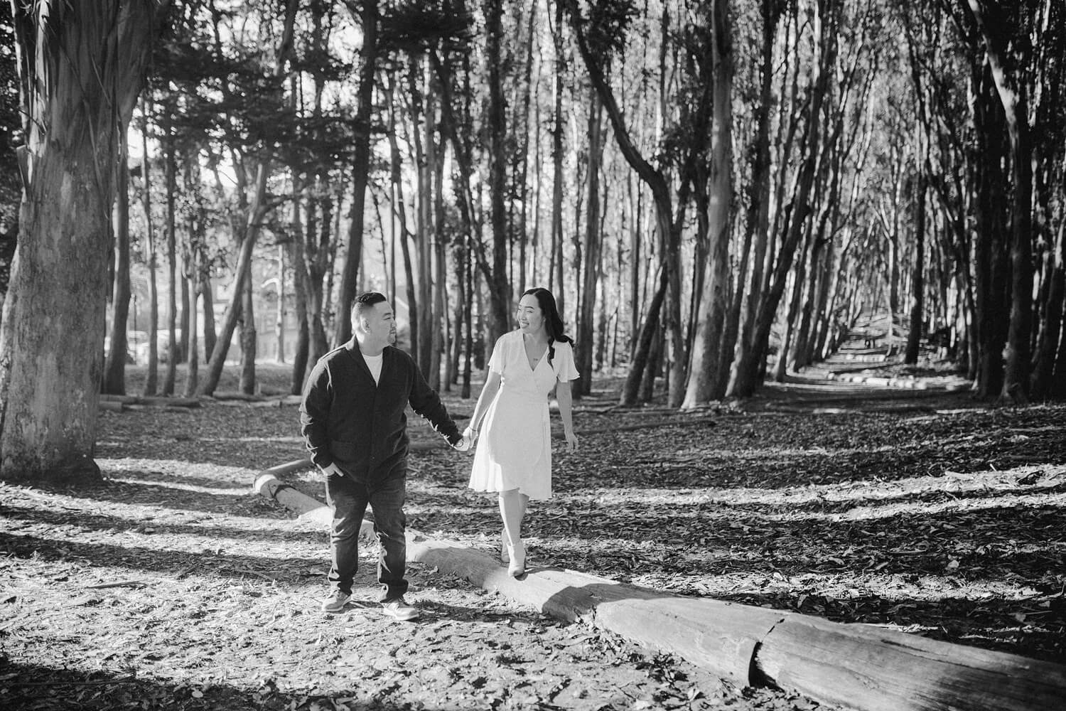 san francisco bay area presidio engagement photoshoot wedding photographers fall wood line crissy field